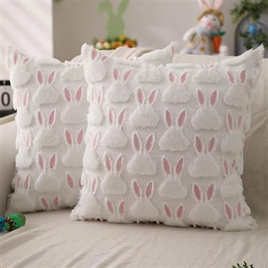 Urechi Roz Iepure Alb Jacquard Moale De Blana Falsa De Pluș Pentru Dormitor